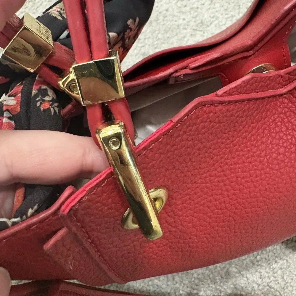 Steve Madden Red Small Crossbody Satchel Bkarta Tote With Scarf